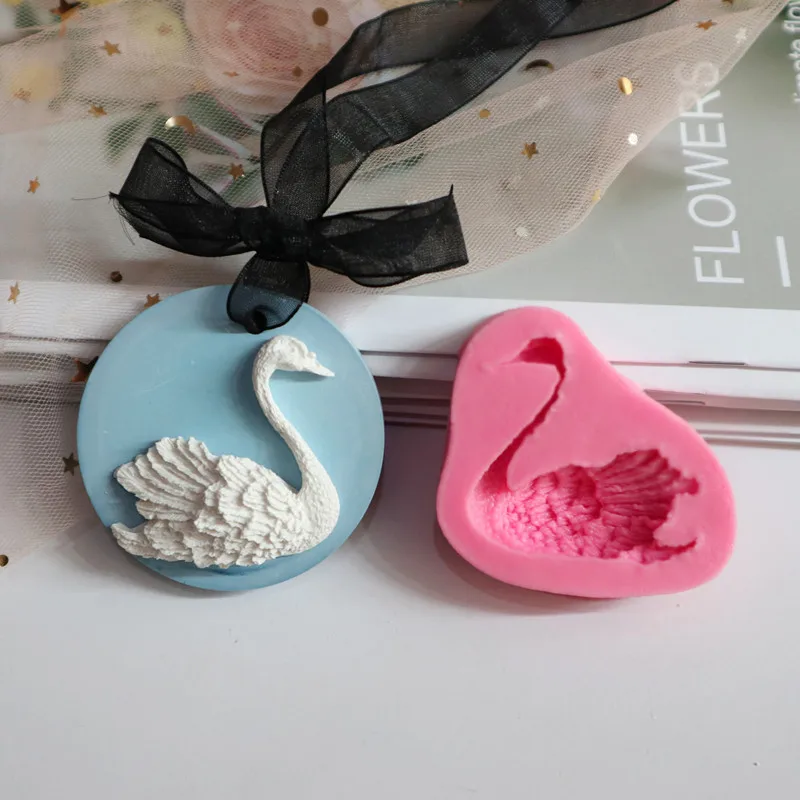 Cake Silicone Mold Aroma Gypsum Plaster Mould For Car Decoration Swan Aroma Plaster Mold Car Pendant Mold