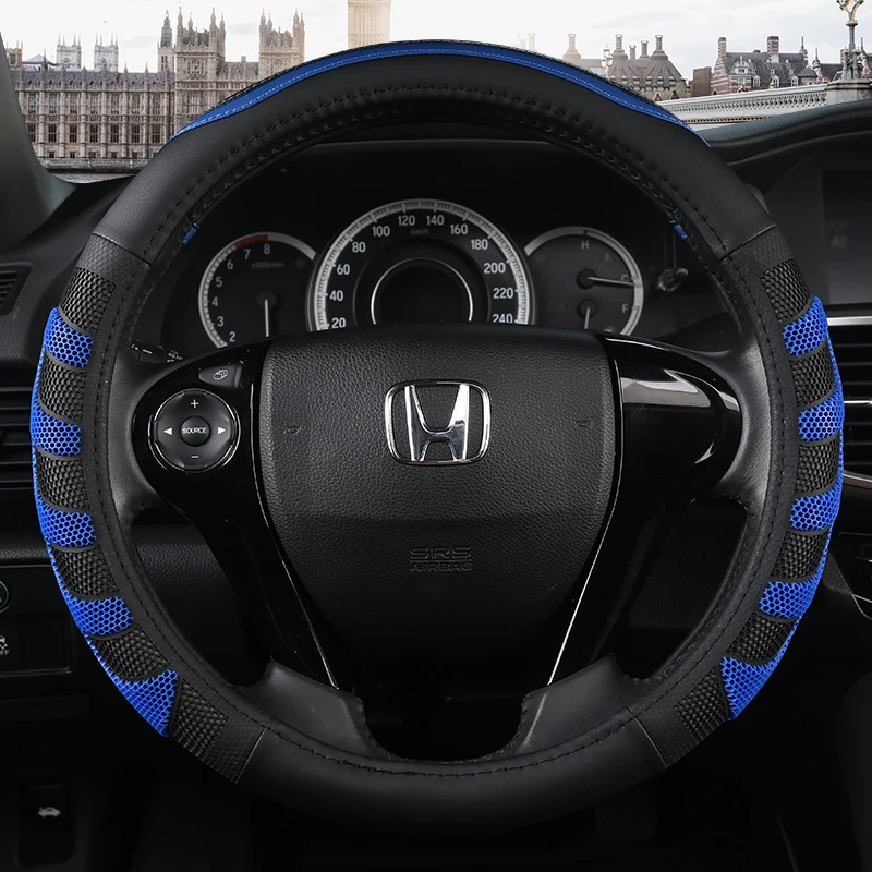 BLUE PU Leather Steering Wheel Covers for Car Bus Truck 36 38 40 42 45 47 50cm Diameter Auto Steering-wheel cover