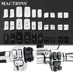Motorcycle 10PCS Hand Control Switch Housing Caps Buttons Switch Cap Kit Black Chrome 3 Type For Harley Touring FLHX FLTRX 96-13