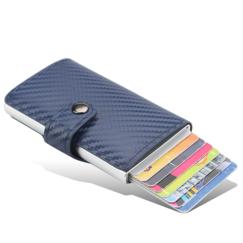 

New Credit Card Holder Hasp Smart ID Card Case Metal RFID Aluminum Box Slim Men And Women ID Holder PU Leather