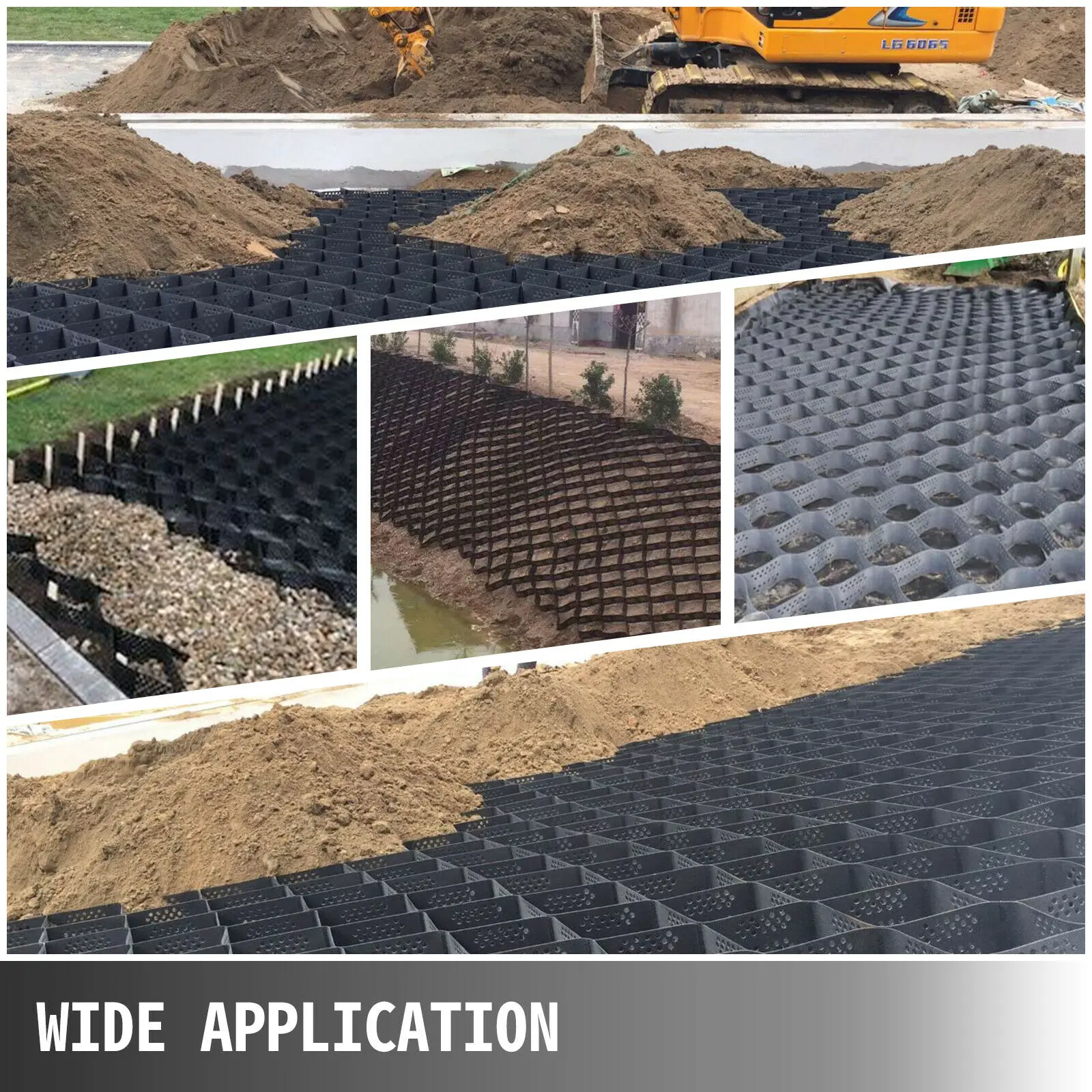 VEVOR Geo Grid Ground Grid HDPE 2 in Thick Stabilization 1885 LBS Per Sq Tensile Strength Gravel Ground Grid Garden Driveways