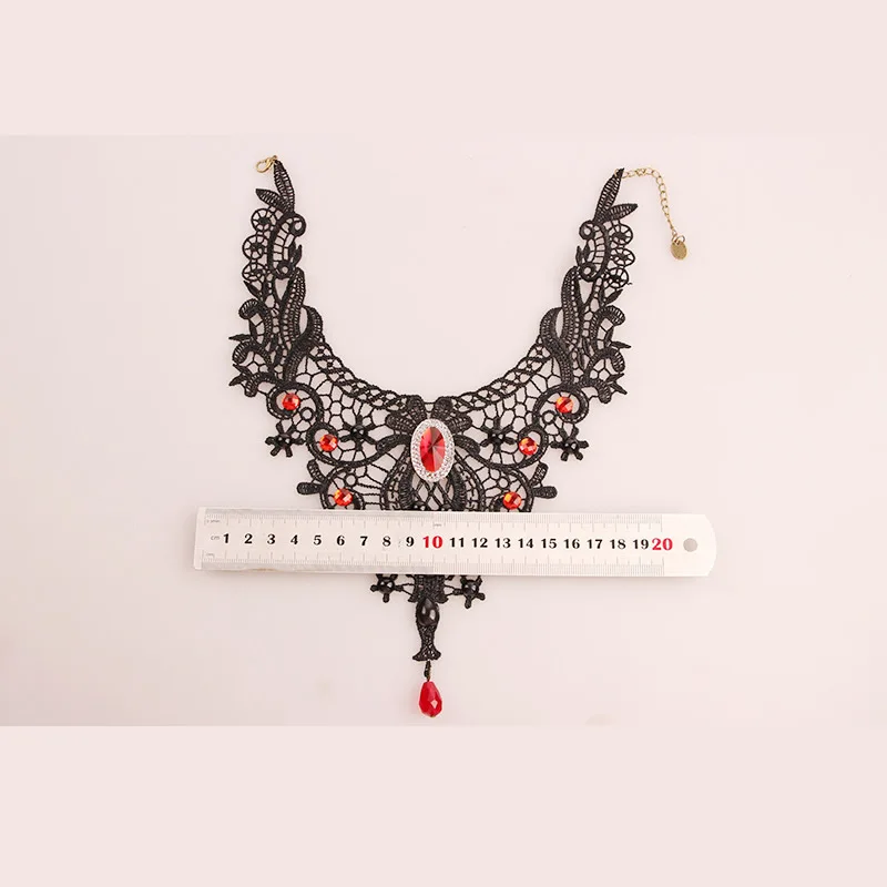 Gothic Colliers Schwarz Perlen Blumen Sexy Spitze Halsband Halskette Vintage Quaste Kette Frauen Steampunk Halloween Schmuck – Detail 5