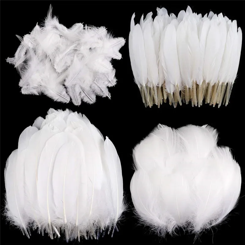 100Pcs/Lot Mixed Batch White Goose/Turkey Duck Feathers For Crafts DIY Headdress Decor Jewelry Wedding Plume Exotic Accessories