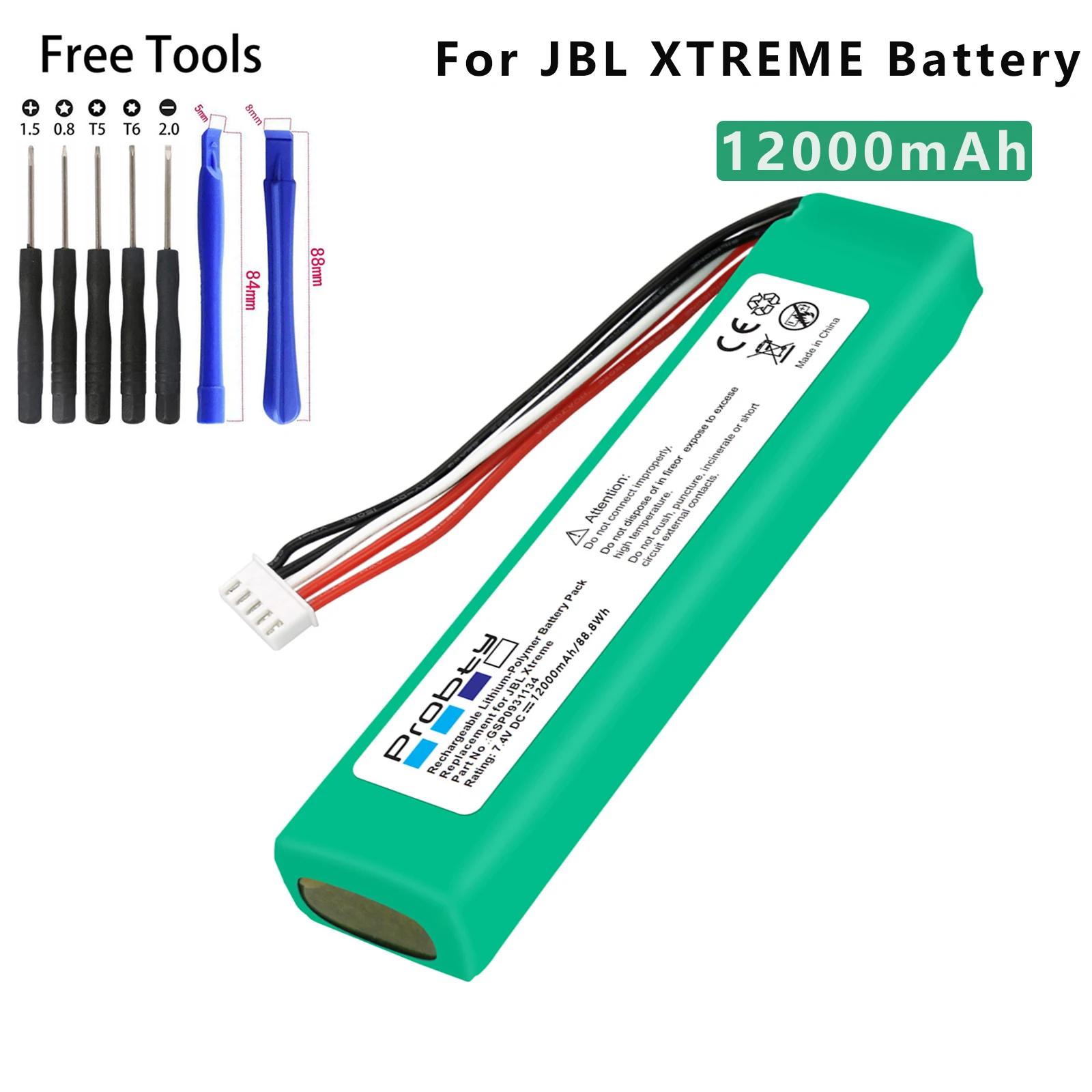 

12000mah 88.8Wh Battery for JBL XTREME Xtreme Speaker GSP0931134 Batteries with tools