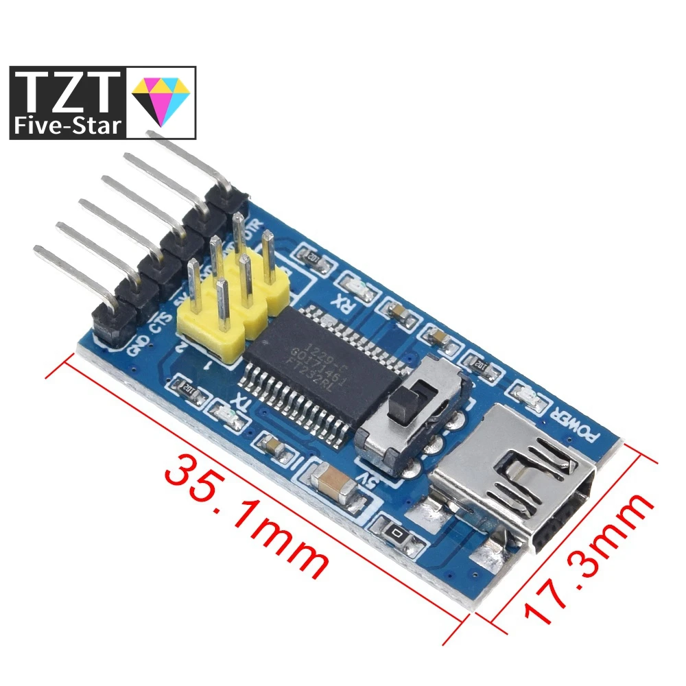 Basis-Breakout-Board für Arduino FTDI FT232RL USB-zu-TTL-Seriell-IC-Adapter-Konvertermodul für Arduino 3.3V 5V FT232-Schalter – Detail 2