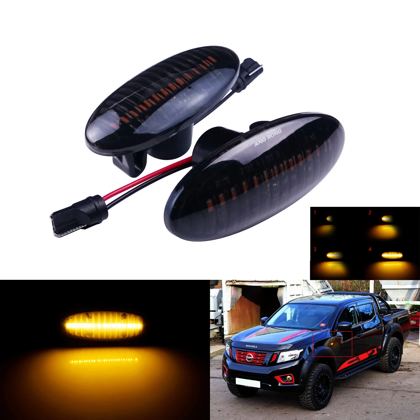 Fit Nissan Cube Juke Leaf Qashqai Dynamic LED Side Indicator Repeater Light Lamp