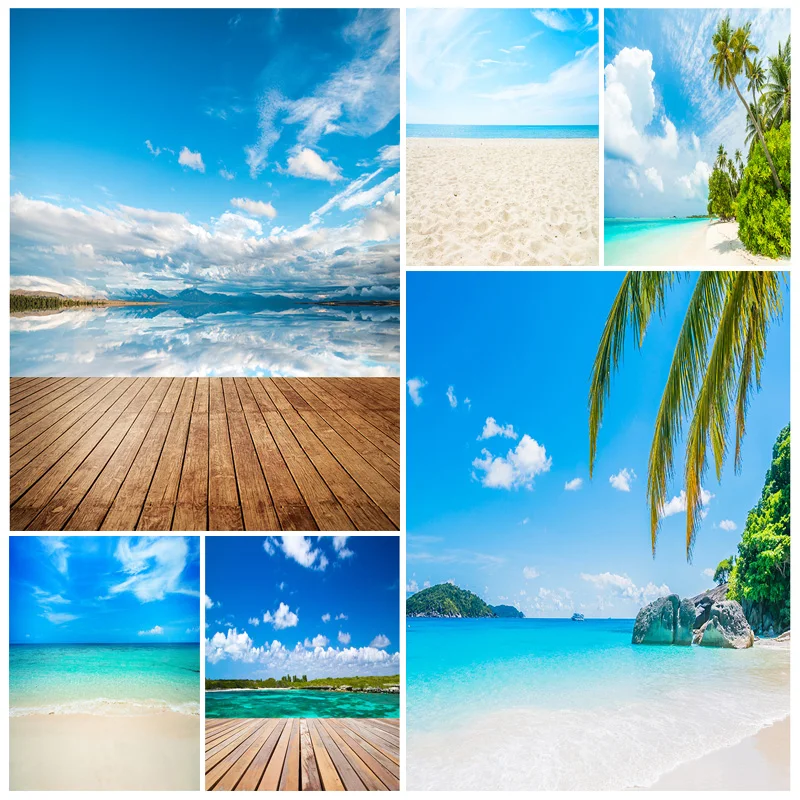 

ZHISUXI Summer Tropical Palms Tree Sea Beach Photo Background Scenic Photography Backdrop Photocall Photo Studio 21414XHF-06