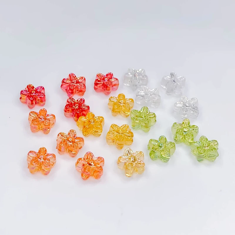 Transparent Colorful Mini Cute Small Flower Beads DIY Handmade Hairpin Ornament Earrings Accessories Diy Material 100pcs