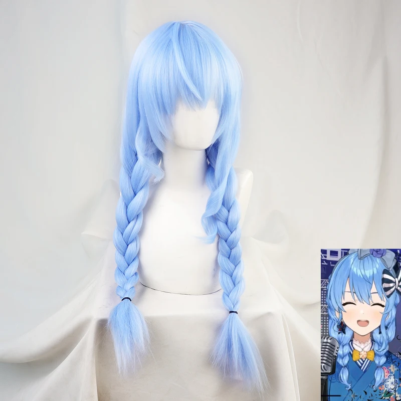 Hoshimati Suisei Vtuber Youtuber Cosplay Wig Heat Resistant Synthetic Hair Blue Ponytail Wig+ Free Wig Cap