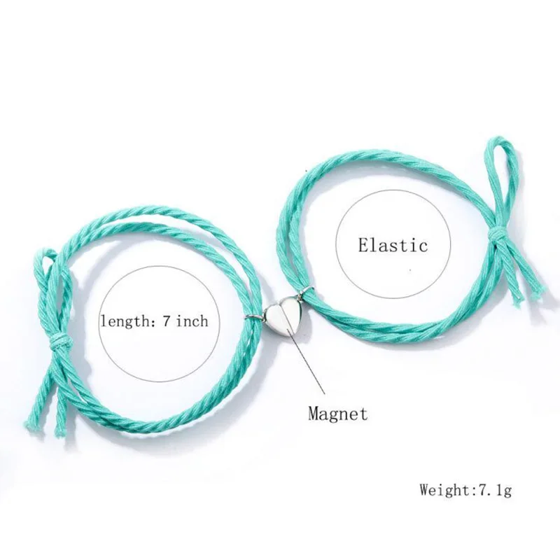 2Pcs/Set Couple Bracelets for Women Men Elastic Rope Braided Long Distance Attracting Each Other Magnetic Bracelet Lover Jewelry