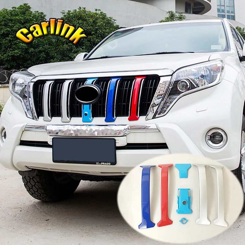 

For Toyota Prado FJ150 FJ 150 2014-2017 ABS Grille Grill Molding Around Camera Cover Trim Car Styling accessories 7pcs