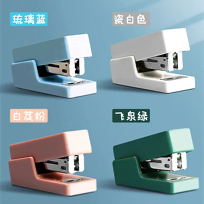 Mini Stapler Set Creative Simple Pure Color Small Portable Stapler Student Learning School Office Desktop Stationery Supply