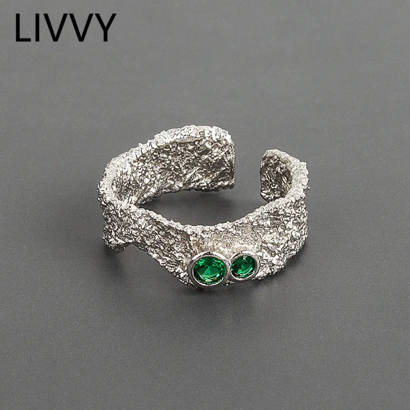 LIVVY Silver Color Zircon Ring Female Fashion INS Trend Index Finger Unique High Quality Exquisite Handmade Jewelry