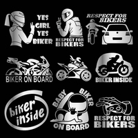 3D Motorcycle Sticker Respect for Bikers Reflective Car Stickers Moto Auto Decal Funny JDM Vinyl On Car styling