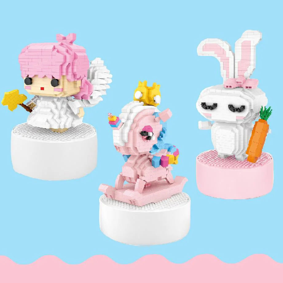 

Idea Building Brick Cartoon Music Box Micro Diamond Block Love Rabbit Twin Star Lala Trojans Unicorn Nanobricks Toy Collection