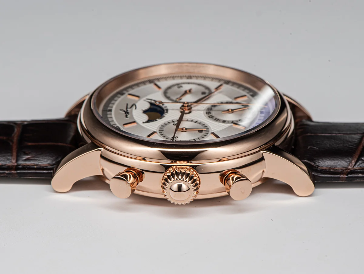Sugess Pilot Chronograph Mechanical Watches Men Waterproof Original ST1908 Movement Moon Phase Calendar Wristwatch Swanneck 2022