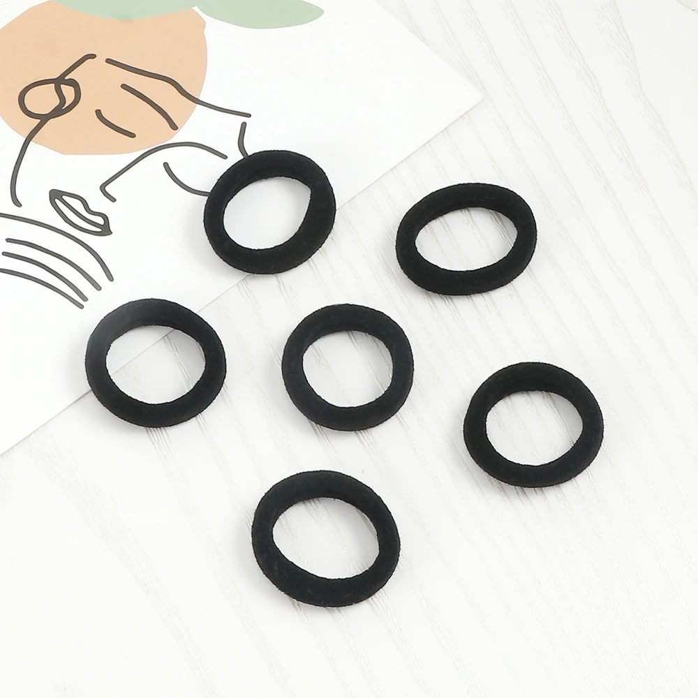 100pcs/Set Black Solid Rubber Band for Women Girl Nylon Small Big Elastic Hair Bands Ponytail Holder Scrunchies Hair Accessories