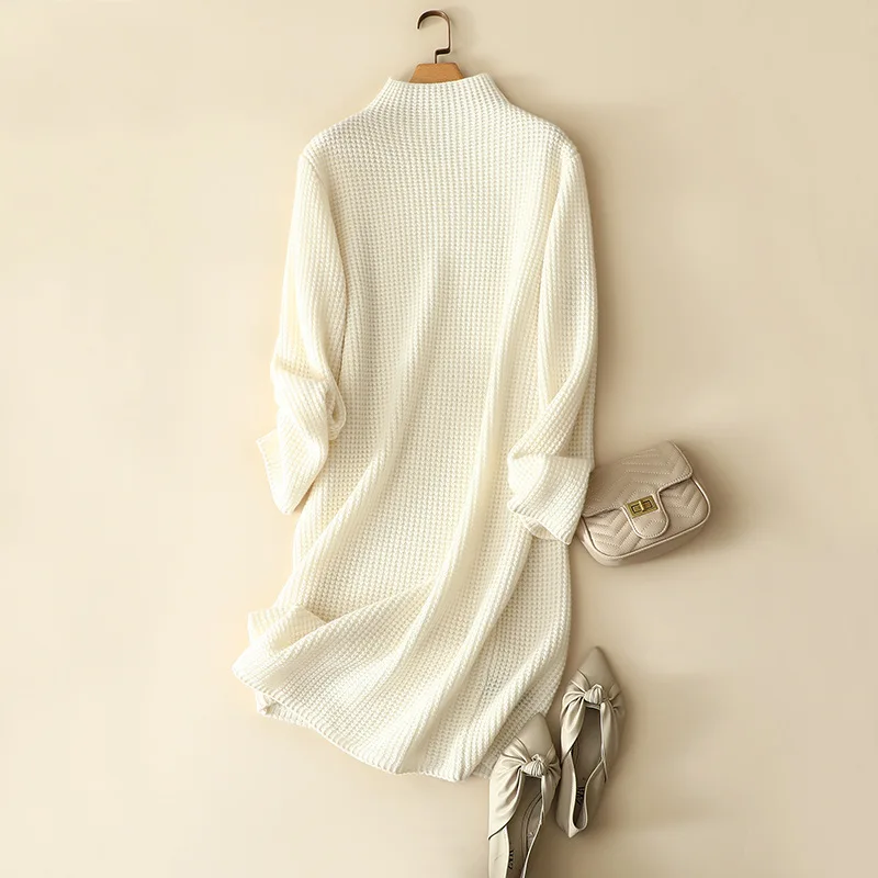 korean fashion cashmere wool turtleneck dress women winter thick sweater dresses long sleeve warm chic pullpovers knitted