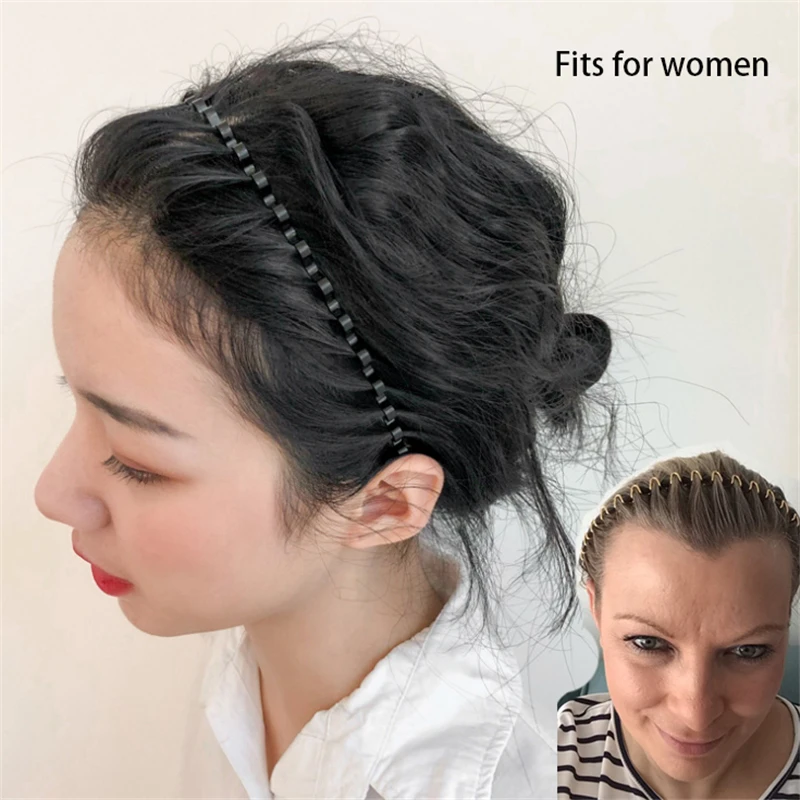 Fashion Black Metal Waved Sports Hairband Solid Men Women Unisex Washing Hair Band Casual Adult Hair Styling Tools Accessories