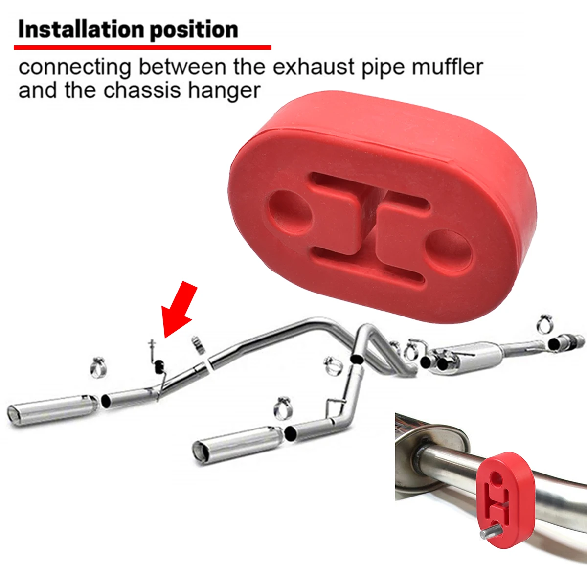 Universal Car Polyurethane Exhaust Tail Pipe Mount Bracket Hanger Insulator Muffler Grommet Bush Rod Support 11mm 2 Holes Repair