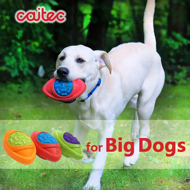 CAITEC Dog Toys Football for Dogs Floatable Squeaky Hard and Firm Fit for Outdoor Throwing Suitable for Medium to Large Dogs