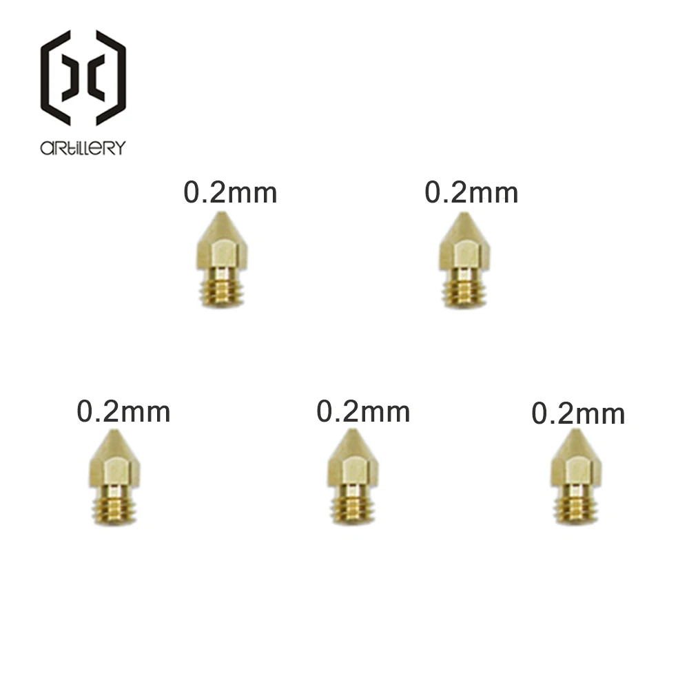 5PCS Artillery 3D Printer Nozzle Set Hornet MK8 Compatible with 1.75mm Filament for Enhanced Printing Performance