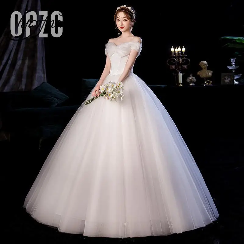 Gaun Pernikahan Sweetheart Korea Sederhana Klasik Mode Baru Ukuran Plus Off The Shoulder Bow Vestidos De Noiva 2022 Robe De Mariage