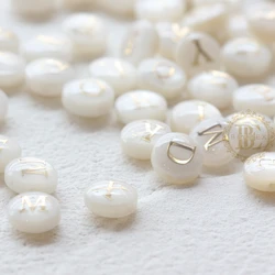 2 Pieces Natural Shell with Alphabet Bead- Puff Spacer - Double Sided Letter - Puff Round 8mm (G307)