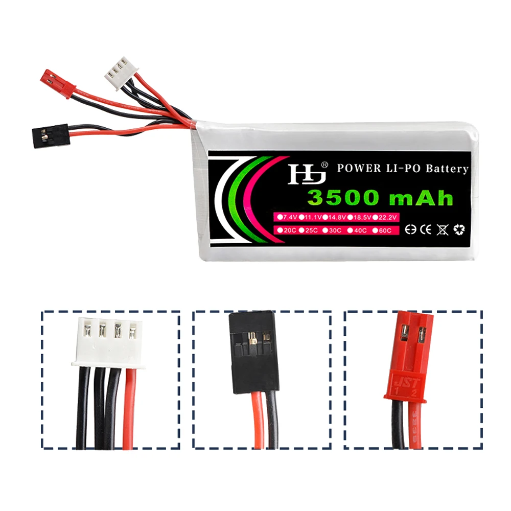 HJ Power 3S 11.1V 3500mah 8C Lipo Battery RC Transmitter JST Fullteba Plug for FS GT3B GT2 T6EHP-E 6EX Remote Controller Parts