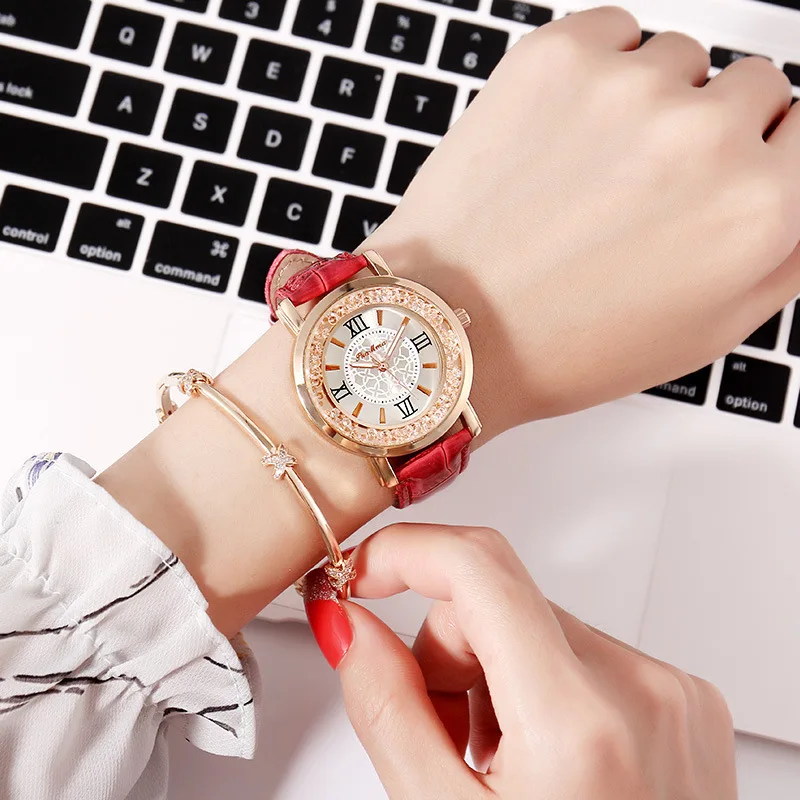 Women's Watch Women's Watch Student Fashion Rolling Rhinestone Gifts Quartz Watch Customizable