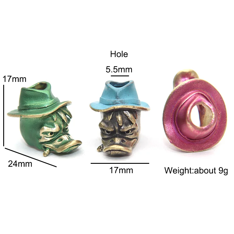 Smoking Duck Detective EDC Brass Knife Beads Cartoon Animal Pendants DIY Woven Umbrella Rope Lanyard Charms Paracord Accessories