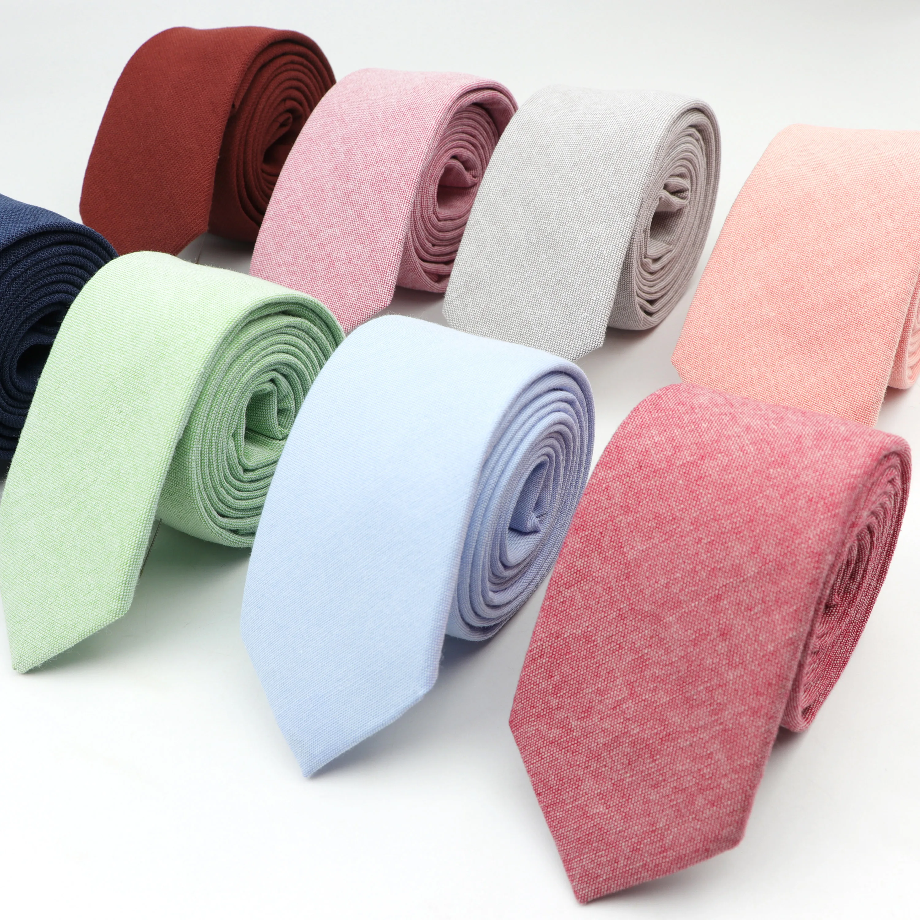 

New Lovely Colorful Solid Necktie 100%Cotton 6cm Width Dress Wedding Party Tuxedo Gravata Gift Casual Skinny Men‘s Accessory Tie