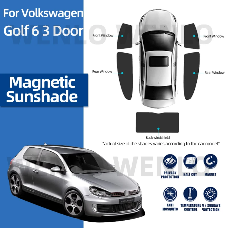 

For Volkswagen Golf 6 3 Doors Baby Side Window Curtain Custom Sunshield Magnetic Sunshade Interior Sun Visor With Clip Cover Net