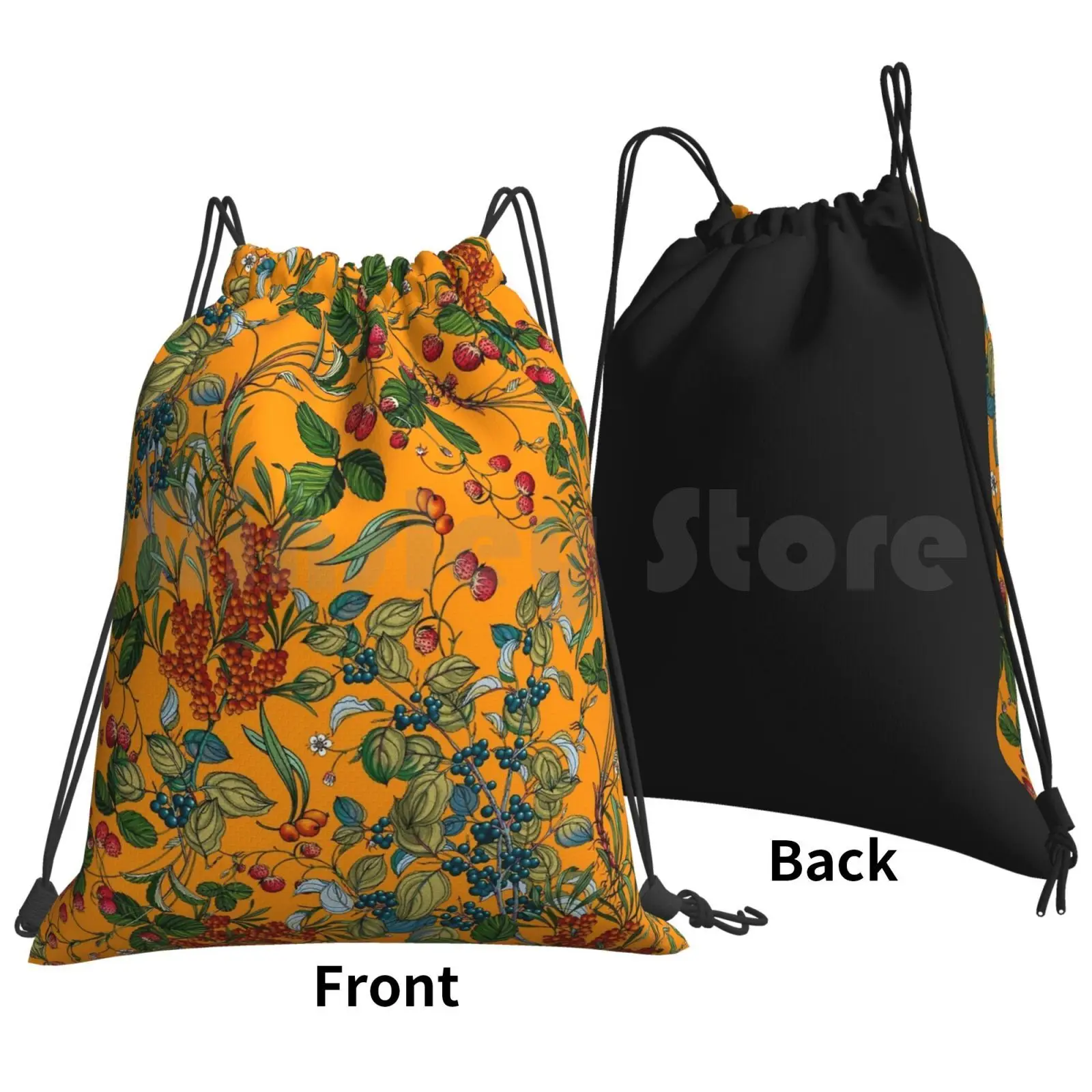 Vintage Garden Vii Backpack Drawstring Bags Gym Bag Waterproof Patterni Floral Botanical Tropical Jungle Flowers Nature