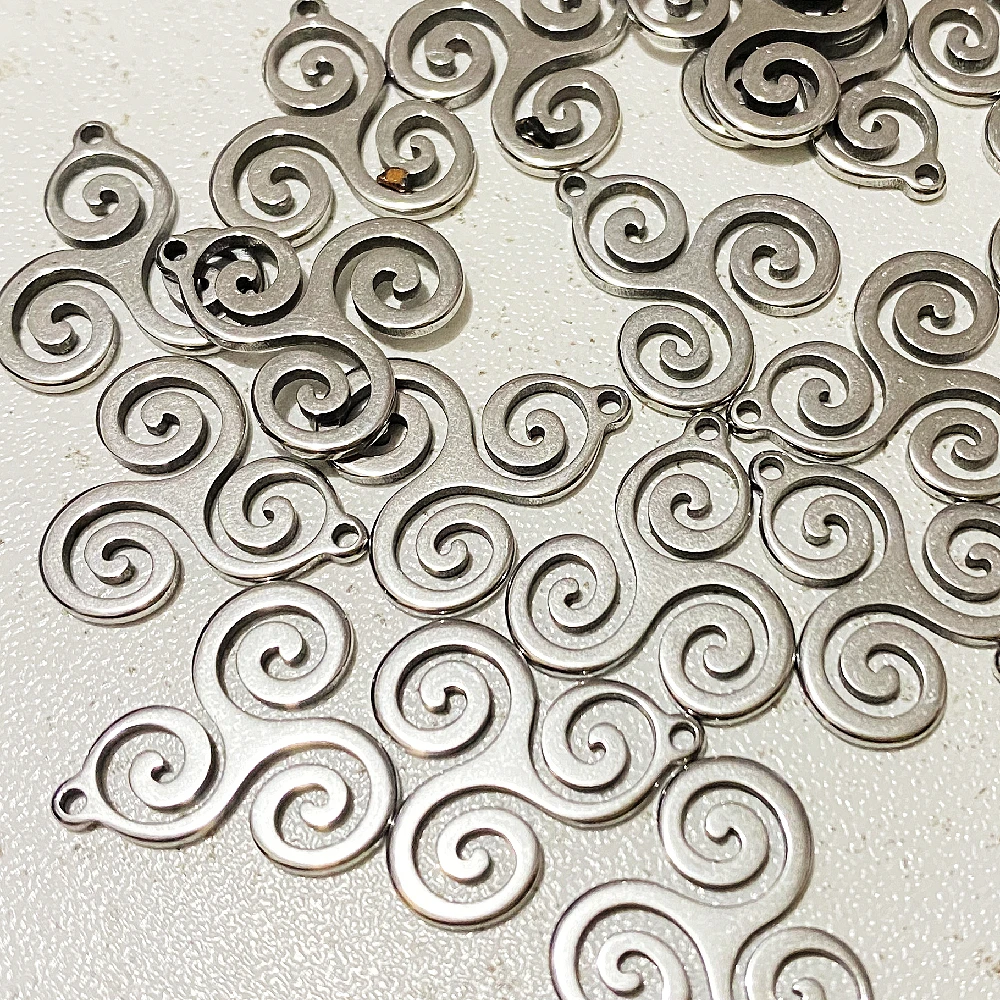 10pcs Whirlpool Shape 15*17mm Pendant Necklace Findings Stainless Steel Fit Bracelet Hanging Handmade Diy Jewelry Making Use