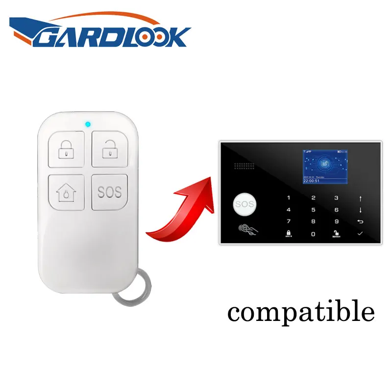 GARDLOOK Wireless Remote Control 433MHz White Color 4 Buttons For Home Burglar Alarm System