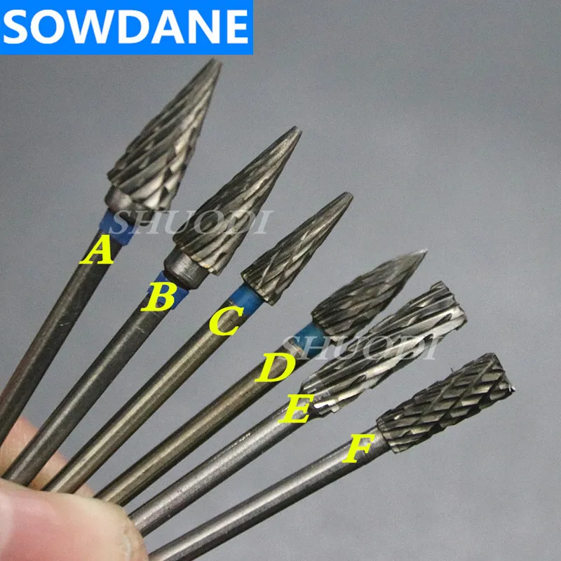 

6 Pcs Dental Lab Laboratory Tungsten Steel Nitrate Carbide Bur Polishing Polish Materials Diameter 2.35mm