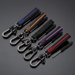 Luxury Genuine Leather Lanyard car keychain. Male and female leather Gunmetal Buckle key ring. Motorcycle keychain Gift Chaveiro
