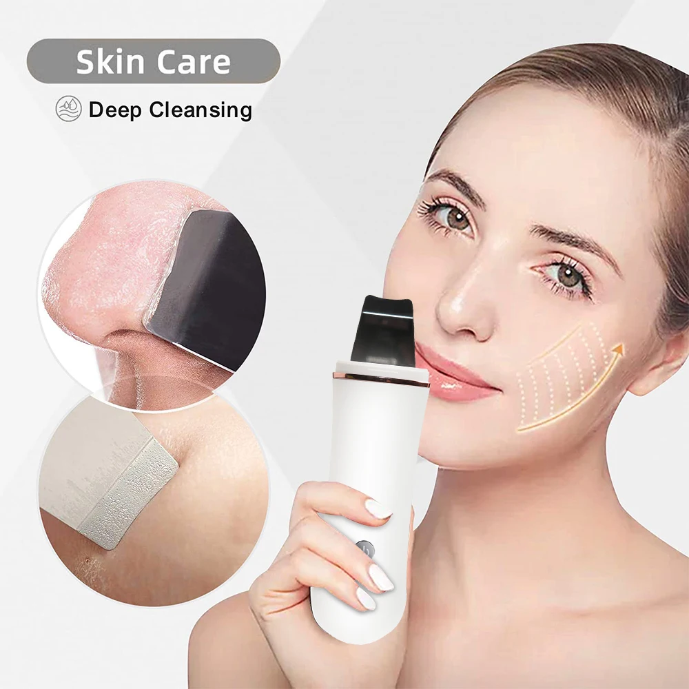 Ultrasonic Skin Scrubber Facial Spatula Shovel Ion Deep Face Cleaning Blackhead Removal Pore Cleaner Face Lift Beauty Machine