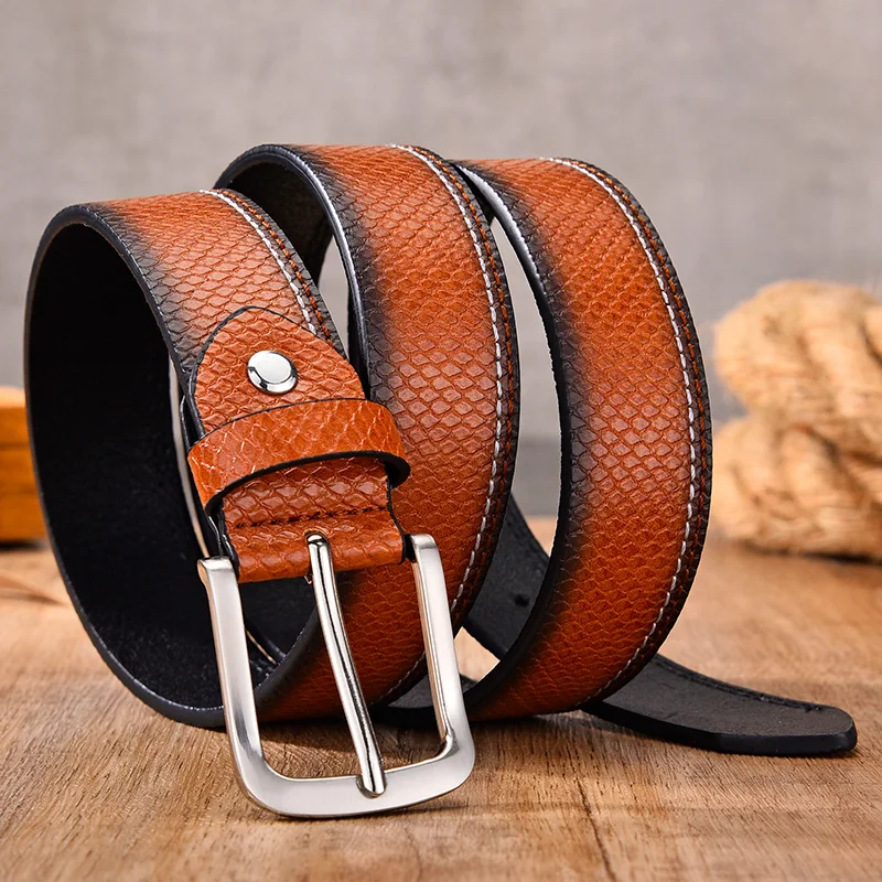 Fashion Vintage Leather Men's Belt Snake Pattern New Style Designer Trouser Wasit Belt Male Free Shipping