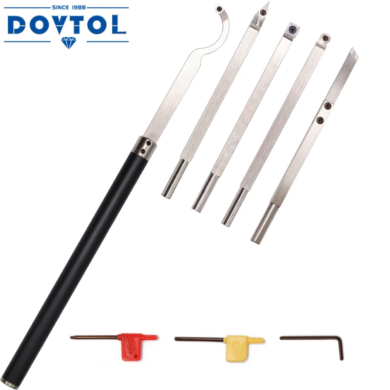 

6pcs Carbide Tipped Wood Turning tools set Lathe Rougher Finisher Detailer Swan Neck Hollower Parting and Aluminum Alloy Handle