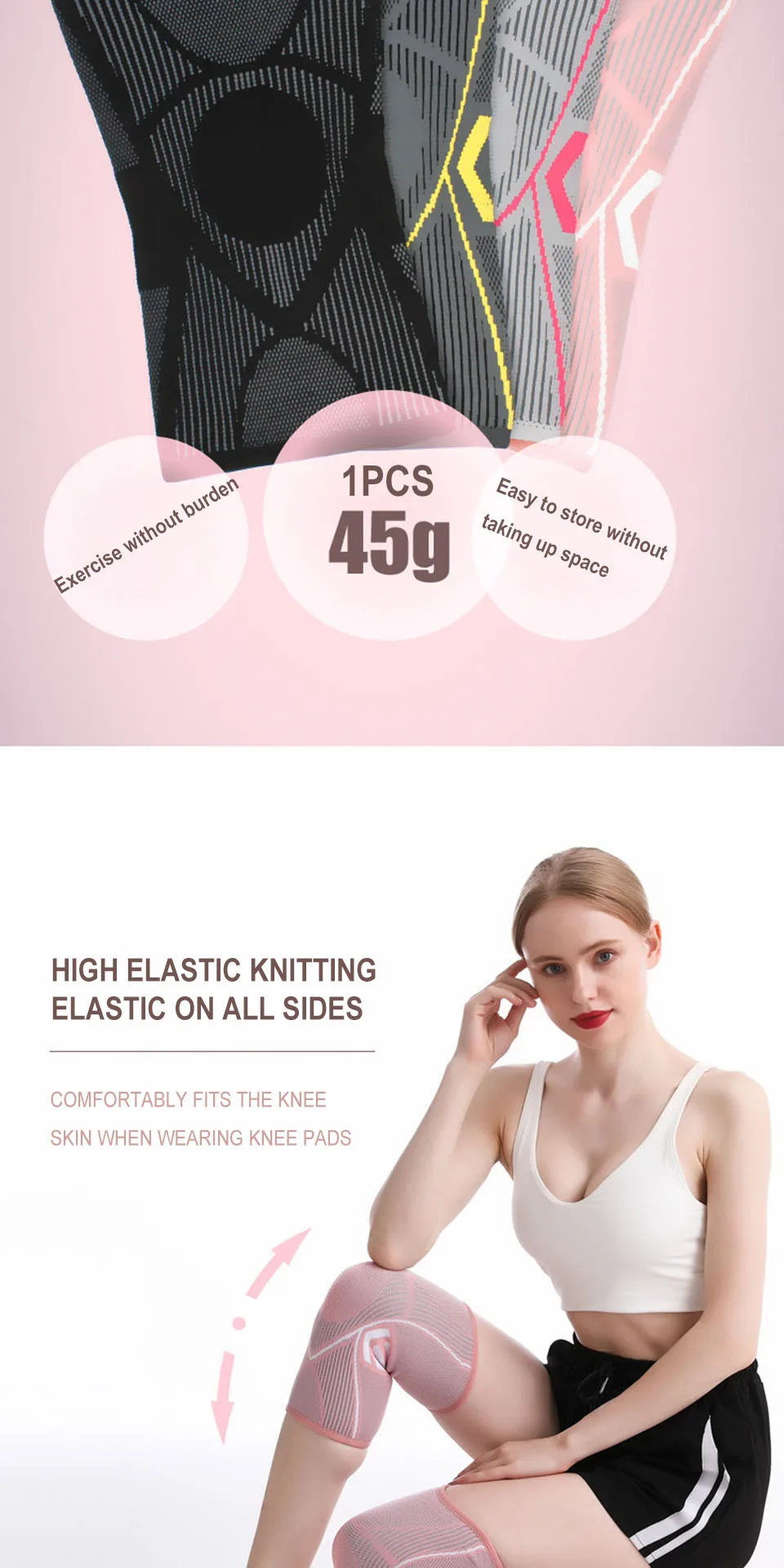 AOLIKES 1PCS Kniebandage Unterstützung für Arthritis Gelenk Nylon Sport Fitness Kompression Ärmeln Knieschoner Radfahren Laufen Schutz – Detail 8