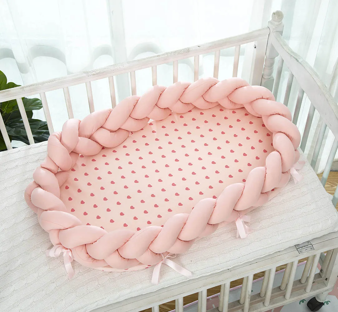 Cotton woven folding portable crib middle bed bionic removable manual fence three-dimensional protective