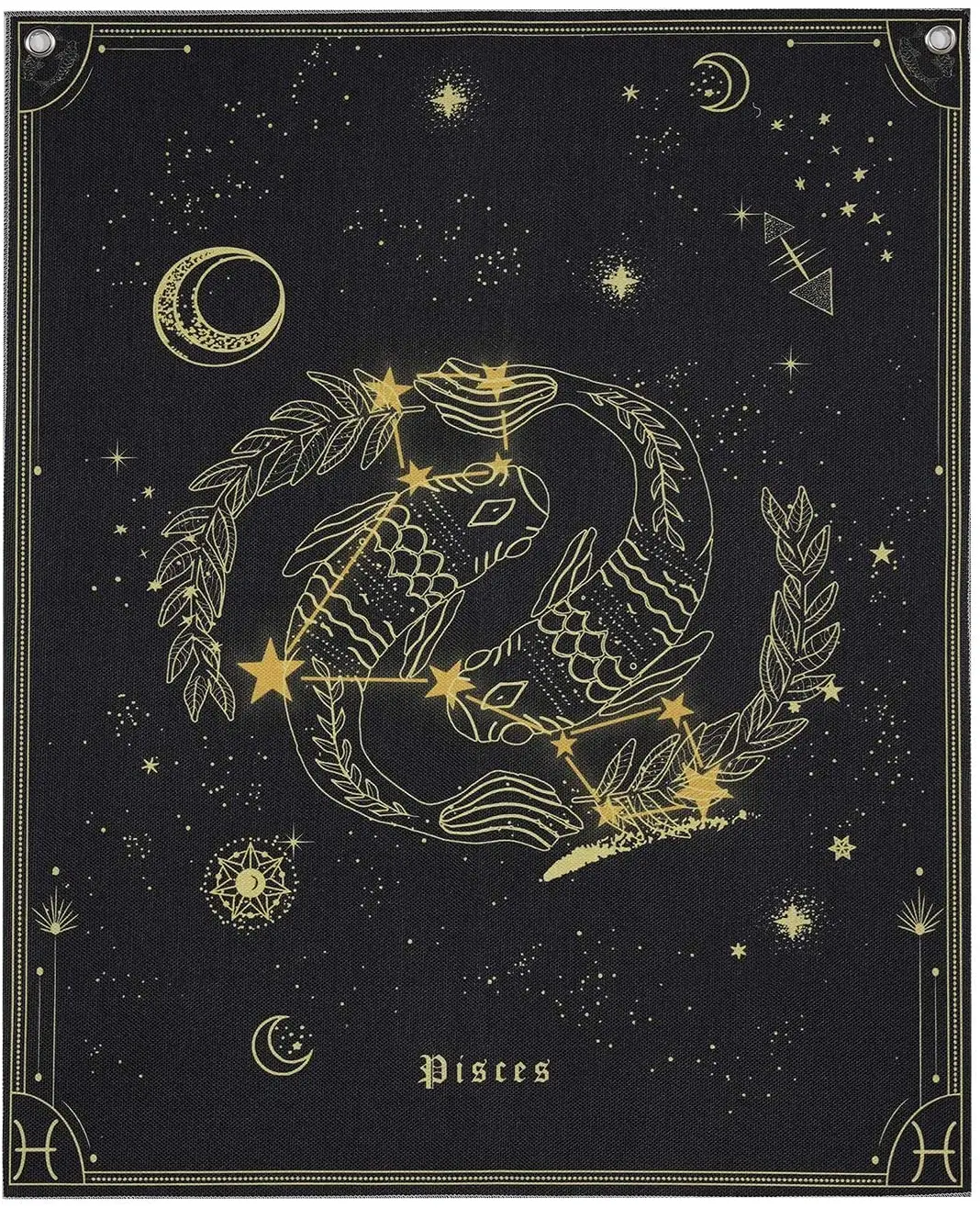 

Constellation Pisces Black and Gold Tapestry Background Wall Covering Home Decoration Blanket Bedroom Wall Hanging Tapestries