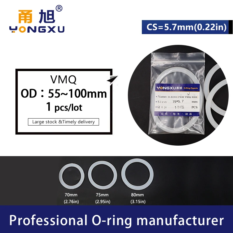 CS3.1/4/5.7mm OD10-170mm VMQ White Silicon Rubber O-ring Silicone Seal Rubber Ring Gasket Waterproof Eco-friendly Elasticity