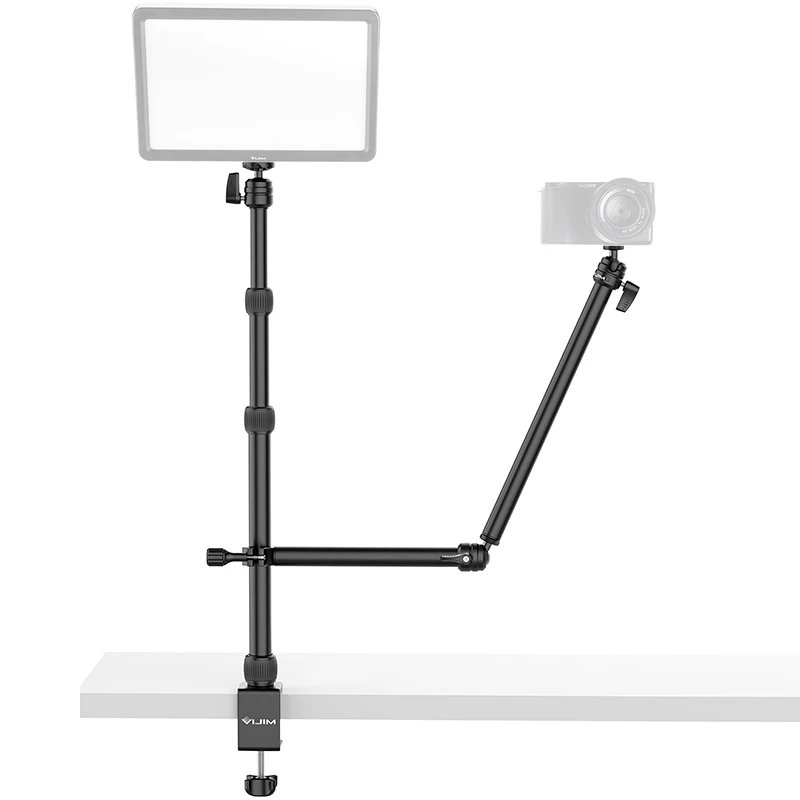 VIJIM LS11 Camera Mount Desk Stand with Flexible Auxiliary Holding Arm Overhead Camera Webcam Table C-Clamp for Photography