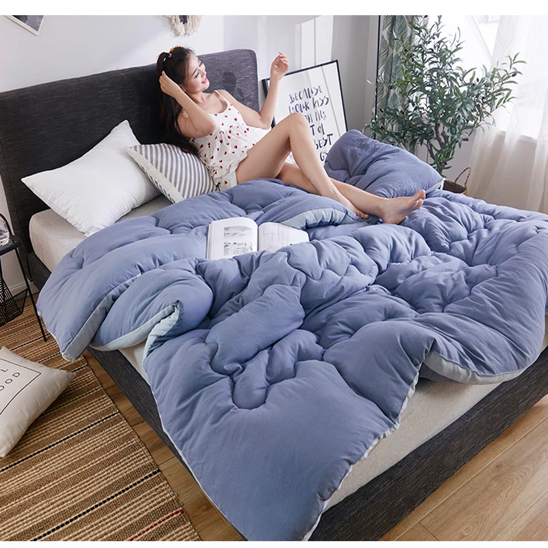 

SF High Quality Winter Blanket Thicken Winter Bedding Warm Quilt Solid Color Sanding Comforter Multiple Color Options Down Quilt