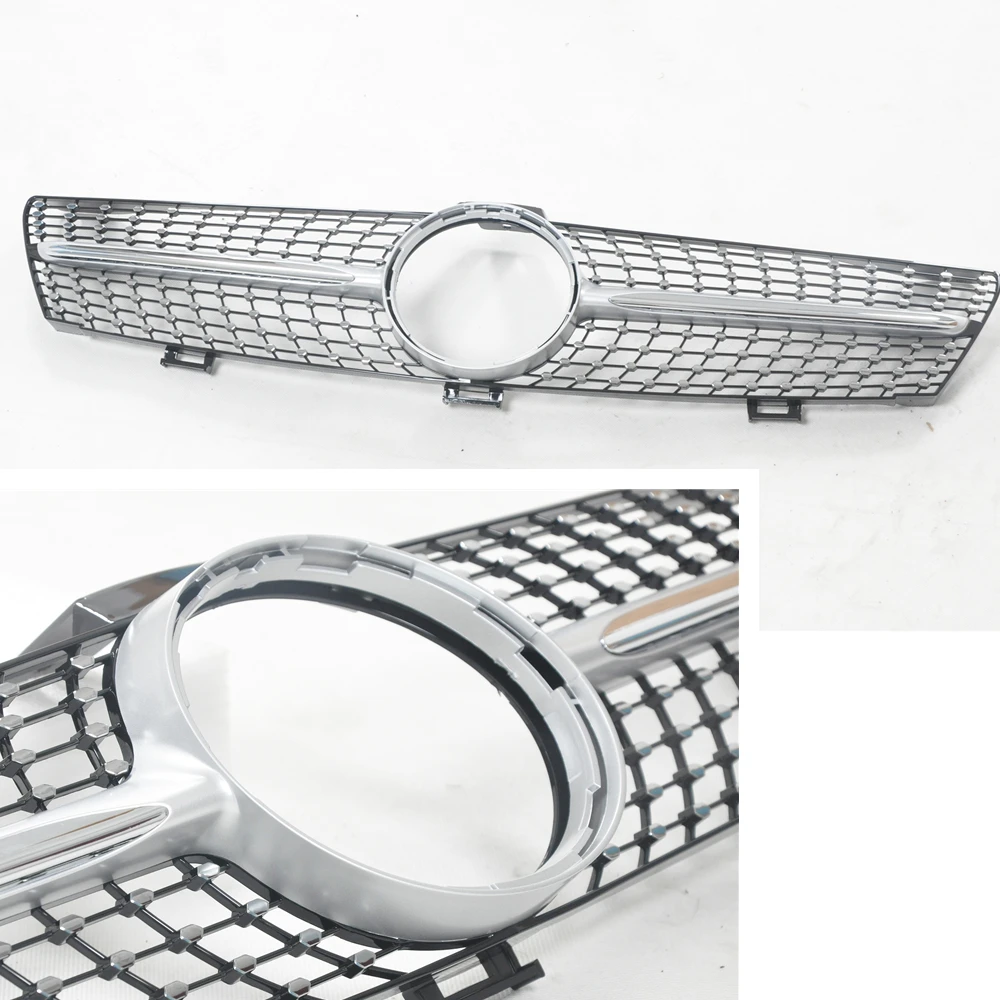 

For Mercedes Benz CLS Class W219 2005-2008 CLS350 CLS500 CLS550 CLS600 Silver/Black Upper Bumper Hood Mesh Front Grille Grill