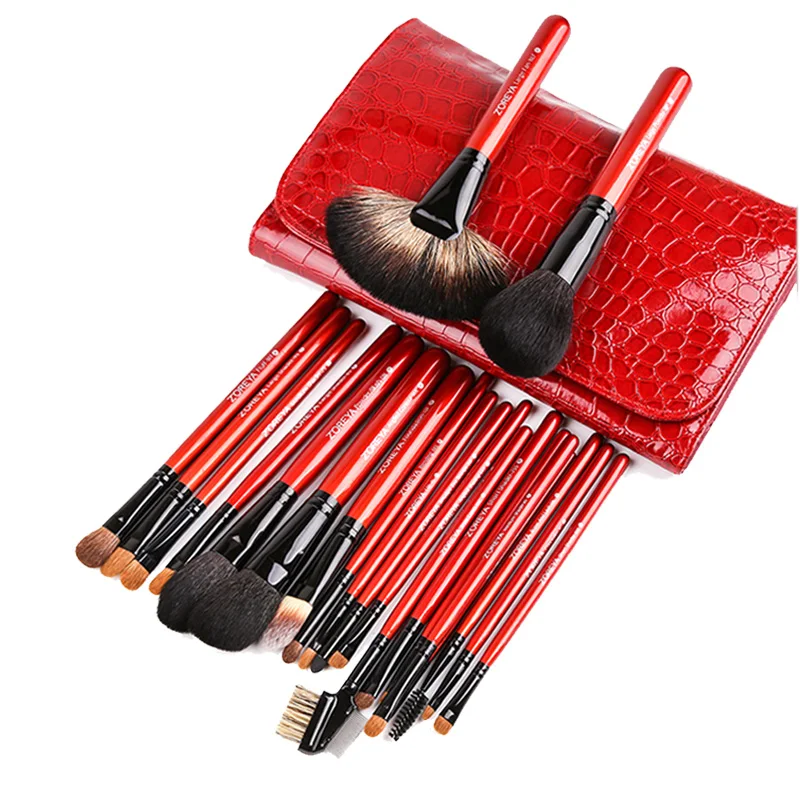 ZOREYA Natural Goat Hair Makeup Brush Set Big Powder Make Up Brush tool Professional Eyeshadow Foundation Blending maquiagem