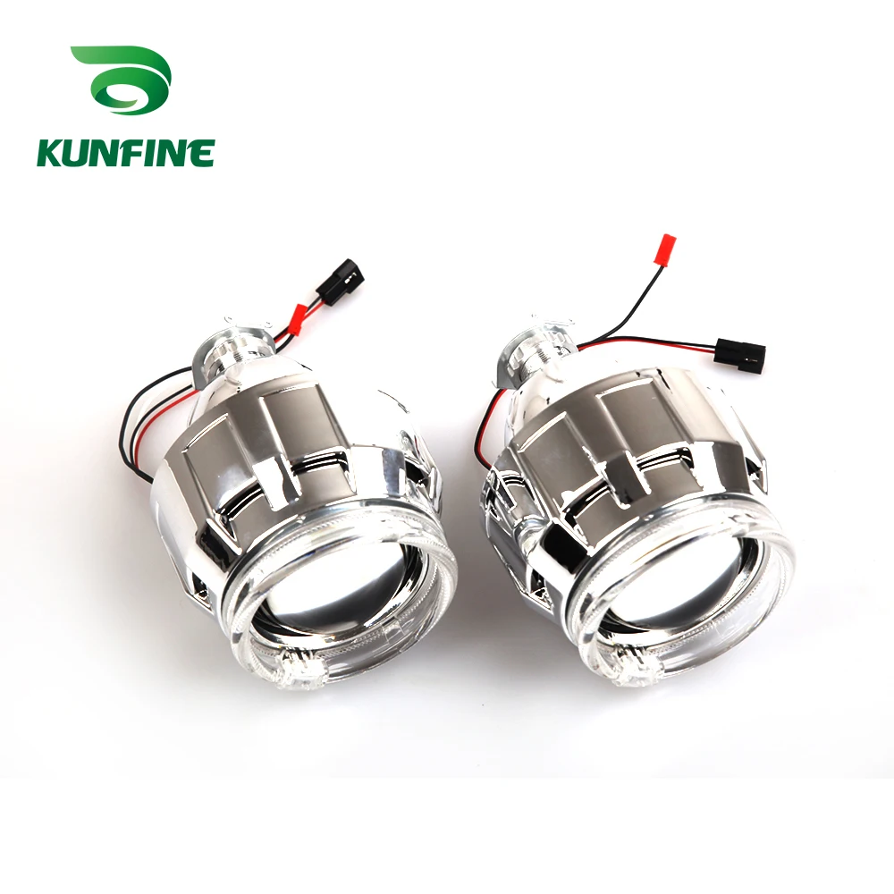 KUNFINE 2PCS/lot 2.5 inch Bi-Xenon HID Projector Lens Shrouds car high/low beam with Angel eyes for car headlight